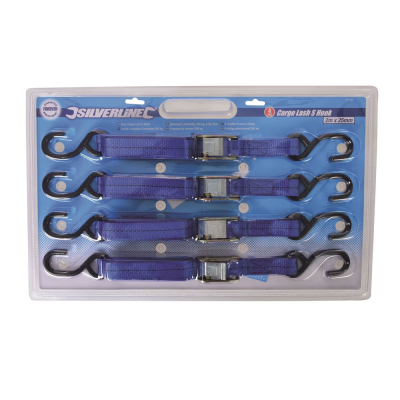 Ratchet Strap - 500kg - 25mm x 2 Metres - Pack of 4