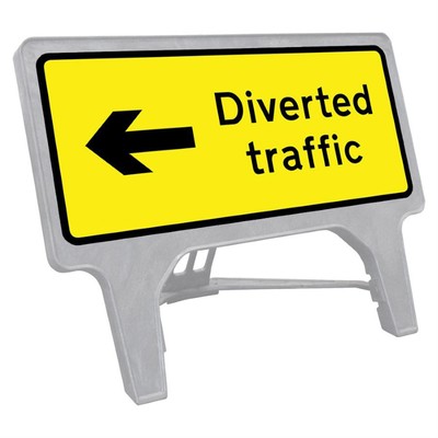 Q-Sign Face Only - Diverted Traffic Arrow Left - 1050 x 450mm