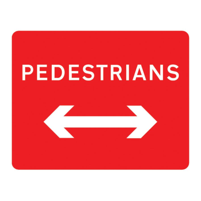 Bilingual Jazz Sign Plate 300mm Centres - Pedestrians Arrow Reversible - 600 x 450mm