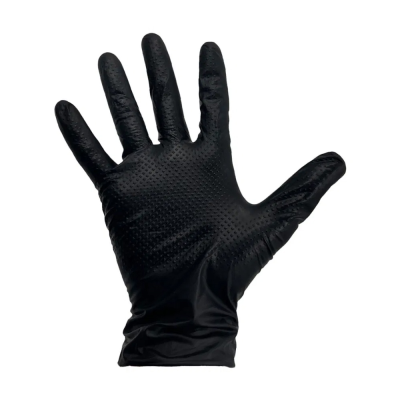 Nitrile Powder Free Heavy Duty Diamond Grip Black Disposable Gloves - Box of 100 - Small / Size 7