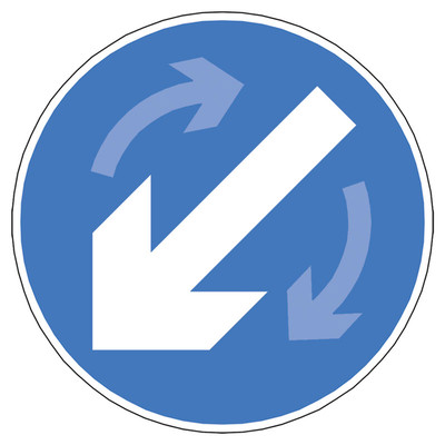 Jazz Circle Sign Plate 300mm Centres - Blue Arrow Reversible - 750mm