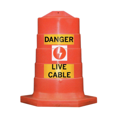 Danger Live Cable Traffic Bollard - 1.17 Metres