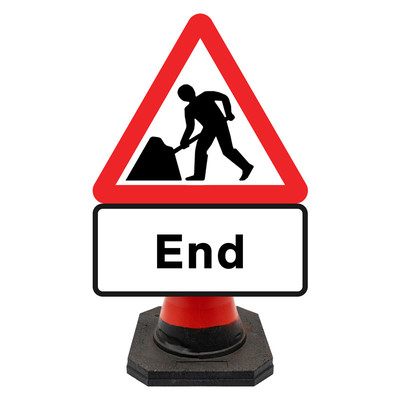 Hangman Triangle Sign Plate - Man at Work & End Supp - 750mm