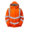 Pulsar PR496 Recycled Waterproof Rail Hi-Vis Orange Padded Bomber Jacket - 5XL