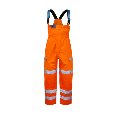 Pulsar PR504 Recycled Rail Waterproof Breathable Hi-Vis Orange Salopettes - S