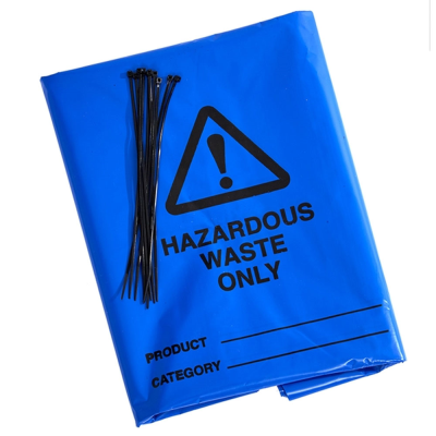 Blue Hazardous Waste Bags & Ties Pack 100