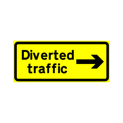 Jazz Sign Plate 300mm Centres - Diverted Traffic Arrow Right - 1050 x 450mm