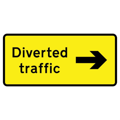 Jazz Sign Plate - Diverted Traffic Arrow Left - 1050 x 450 x 2mm