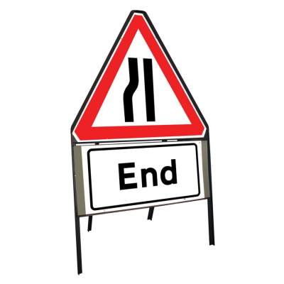 Jazz Triangle Sign Complete Riveted - Road Narrows N/Side & End Supp - 750mm