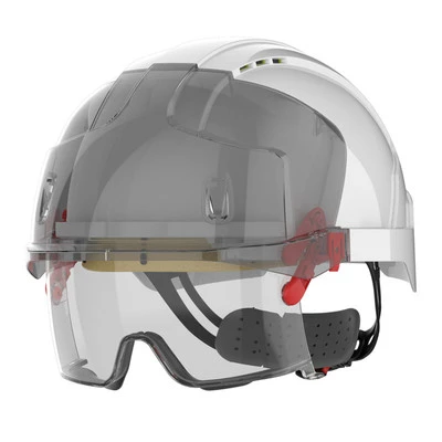 JSP EVO VISTAlens Vented Safety Helmet with Integrated Eyewear - White Helmet / Smoke Lens