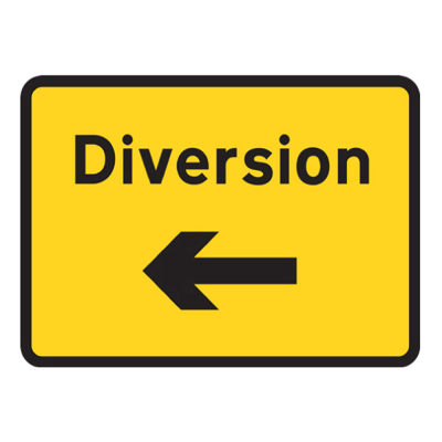 Jazz Sign Plate 300mm Centres - Diversion Arrow Reversible - 1050 x 750mm