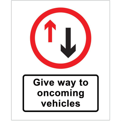 Jazz Sign Plate - Give Way to Oncoming Vehicles - 800 x 900 x 2mm