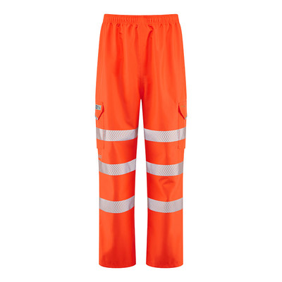 Leo Instow Rail 15K Waterproof Breathable Hi-Vis Orange Cargo Overtrousers