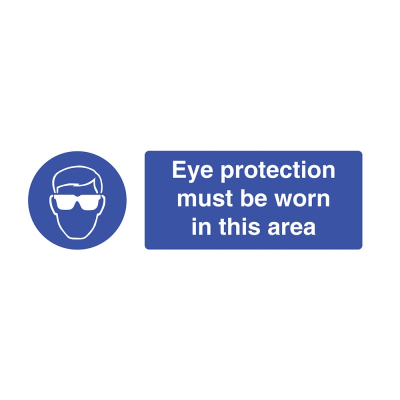Eye Protection Must be Worn in this Area Sign - 600 x 200 x 1mm