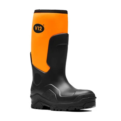 V12 Groundworker V2110 Black/Orange Safety Wellingtons