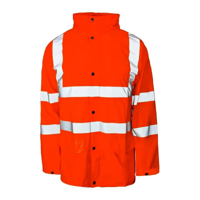 Super-Dri Waterproof Breathable Rail Hi-Vis Orange Rain Jacket - S