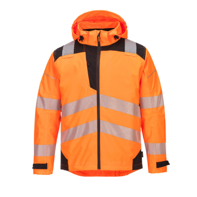 Portwest PW360 Waterproof Breathable Rail Hi-Vis Orange/Black Rain Jacket - S