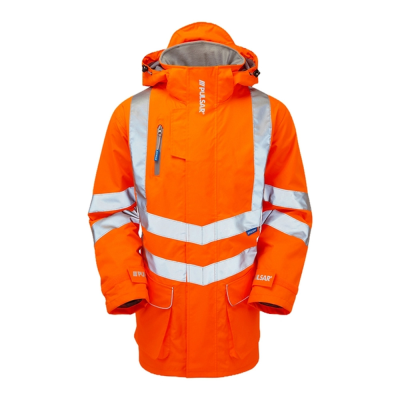 Pulsar PR502 Recycled Waterproof Rail Hi-Vis Orange Padded Storm Coat - 3XL