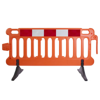 Highway Barrier with Standard Black Feet - Orange - 2 Metres