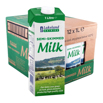 Semi-Skimmed Milk Cartons UHT - 12 x 1 Litre