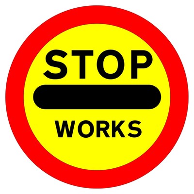 Stop Works Lollipop Double Sided Sign with Metal Pole - 600mm