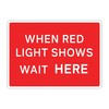 Bilingual Jazz Sign Plate 300mm Centres – When Red Light Shows Wait Here - 1050 x 750mm