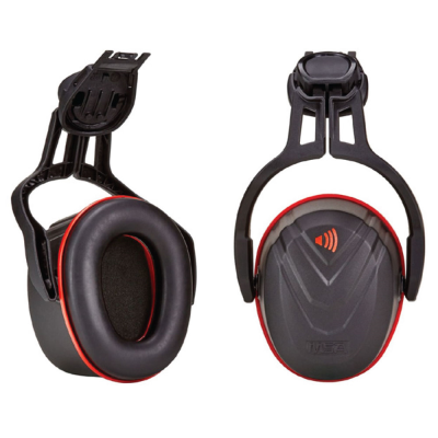 MSA V-Gard Helmet Mounted Ear Defenders Black / Red - 36dB SNR