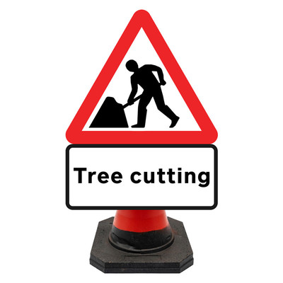 Hangman Triangle Sign Plate - Man at Work & Tree Cutting Supp - 750mm