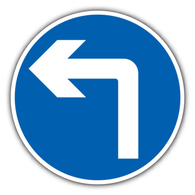 Jazz Circle Sign Plate 300mm Centres - Left Turn Ahead - 750mm