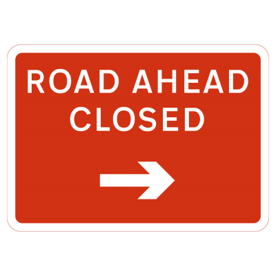 Jazz Sign Plate 300mm Centres - Road Ahead Closed Arrow Right - 1050 x 750mm