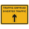 Bilingual Jazz Sign Plate 300mm Centres - Diverted Traffic Arrow Reversible - 1050 x 750mm