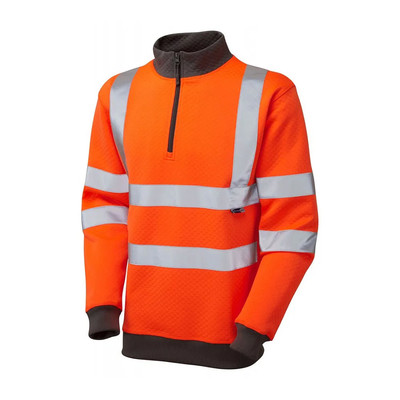 Leo Brynsworthy Rail Hi-Vis Orange Quarter Zip Sweatshirt