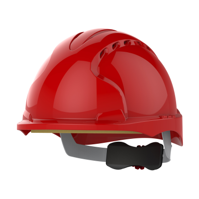 JSP EVO3 Vented Wheel Ratchet Safety Helmet - Red
