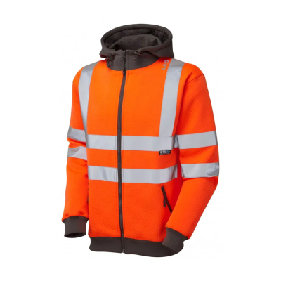 Leo Saunton Rail Hi-Vis Zipped Hooded Orange Sweatshirt - S