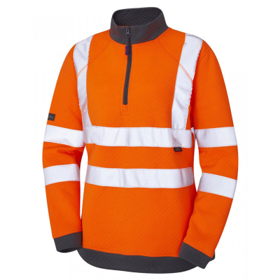 Leo Elberry Women's EcoViz Hi-Vis 1/4 Zipped Sweatshirt - Orange