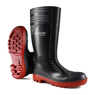Dunlop Acifort Ribbed Black/Red Safety Wellingtons