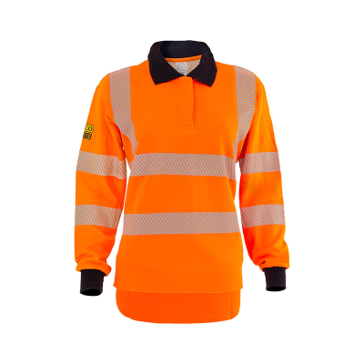 Jafco FlameAwear Women's Rail Hi-Vis Flame-Retardant Anti-Static ARC 4kA Polo Shirt - Orange