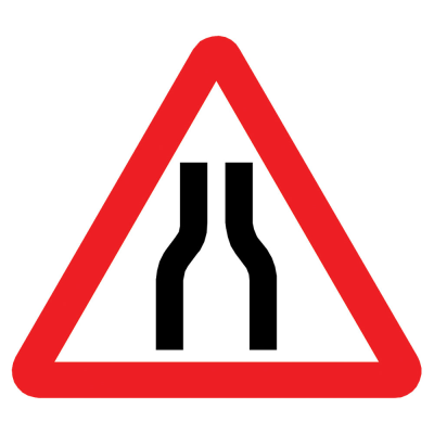 Jazz Triangle Sign Plate 300mm Centres - Road Narrows Both Ways - 750mm