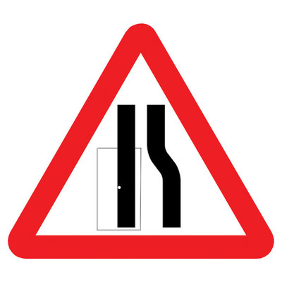 Jazz Triangle Sign Plate 300mm Centres - Road Narrows Reversible - 750mm