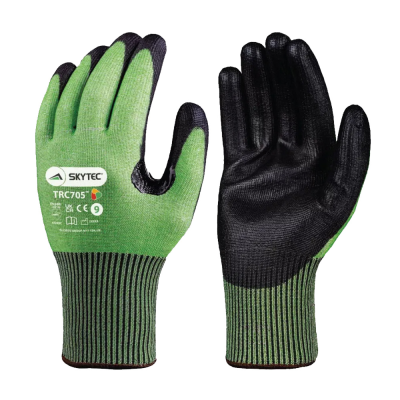 Skytec TRC705 Tricolore PU Green Safety Gloves - Cut Level E - 2XL / Size 11