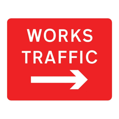 Jazz Sign Plate - Works Traffic Arrow Right - 1050 x 750 x 2mm