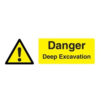 Warning Deep Excavation Sign - 600 x 200 x 1mm