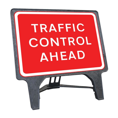 Q-Sign Complete - Traffic Control Ahead - 1050 x 750mm