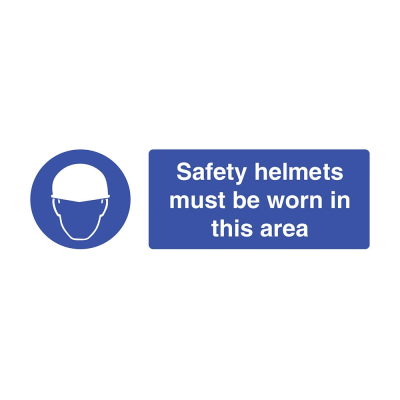 Safety Helmets Must Be Worn in this Area Sign - 600 x 200 x 1mm