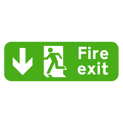 Photoluminescent Fire Exit Down Sign - 600 x 200mm