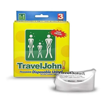 TravelJohn Resealable Disposable Urinal - Pack of 3