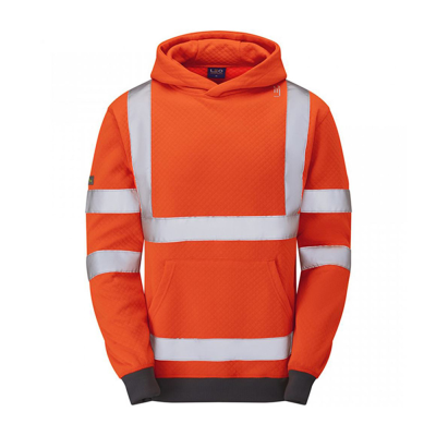 Leo Goodleigh Rail Hi-Vis Hooded Orange Sweatshirt - S