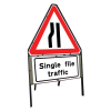 Jazz Triangle Sign Complete Clipped - Road Narrows N/Side & Single File Traffic Supp - 750mm