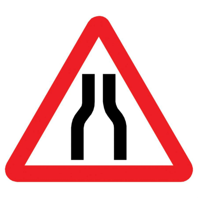 Jazz Triangle Sign Plate - Road Narrows Both Ways - 750 x 2mm