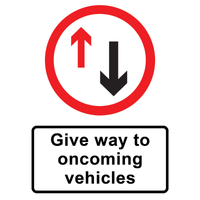 Jazz Sign Plate 300mm Centres - Give Way To Oncoming Vehicles - 800 x 900mm